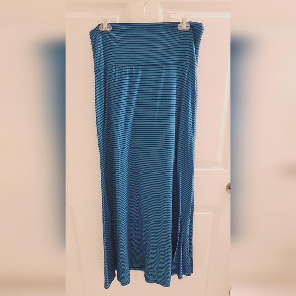 Blue Striped Maxi Skirt Floor Length Size Medium by Whimsy - Picture 1 of 3